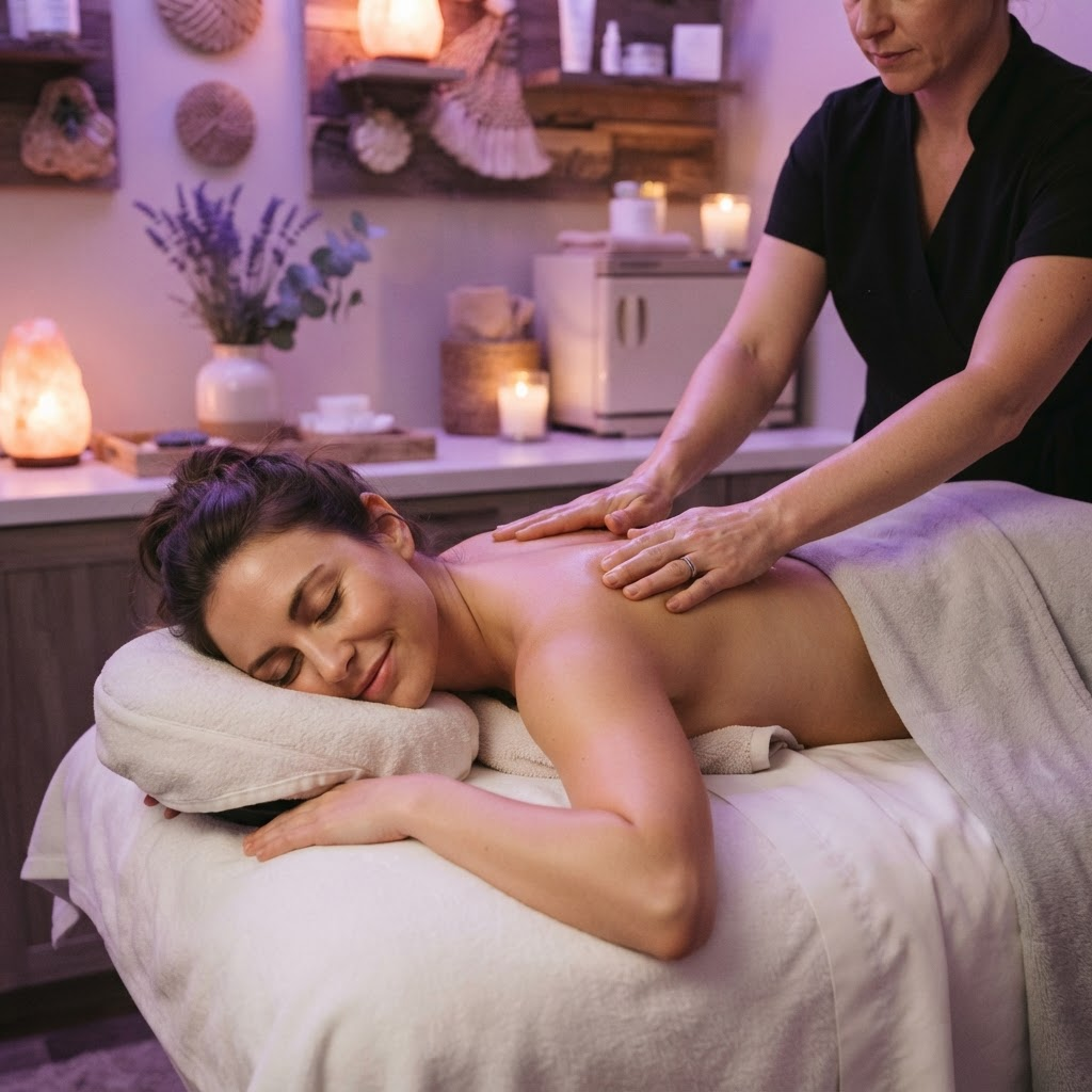 Sessão de massagem relaxante realizada por massoterapeuta